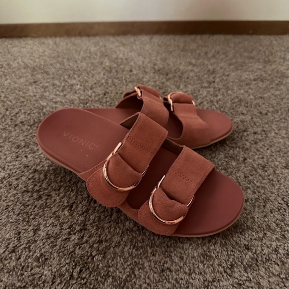 Vionic Women’s Corlee Pink Suede Slide Sandals 6 - Picture 2 of 5